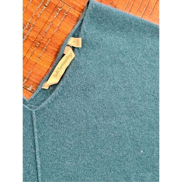 Soft Surroundings Etta teal blue green cashmere sweater S v-neck - Picture 7 of 8